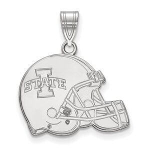 10K White Gold Iowa State University Flat Football Helmet Pendant